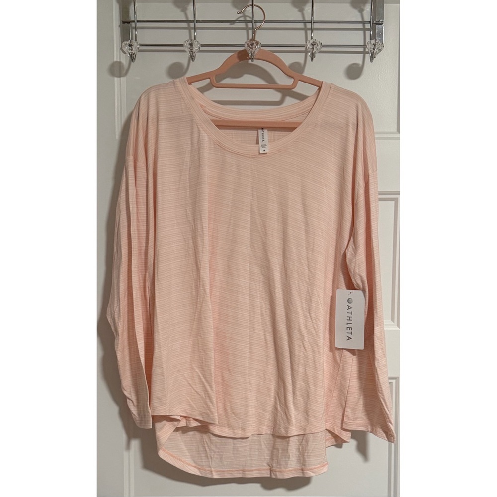Athleta Cloudlight Stratus Striped Top - Pink NWT SZ 1X - Picture 5 of 14